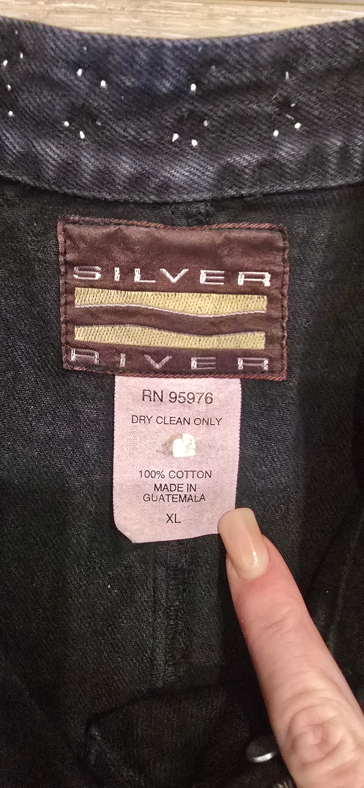 Vintage Black Denim Studded Vest — Silver Brand