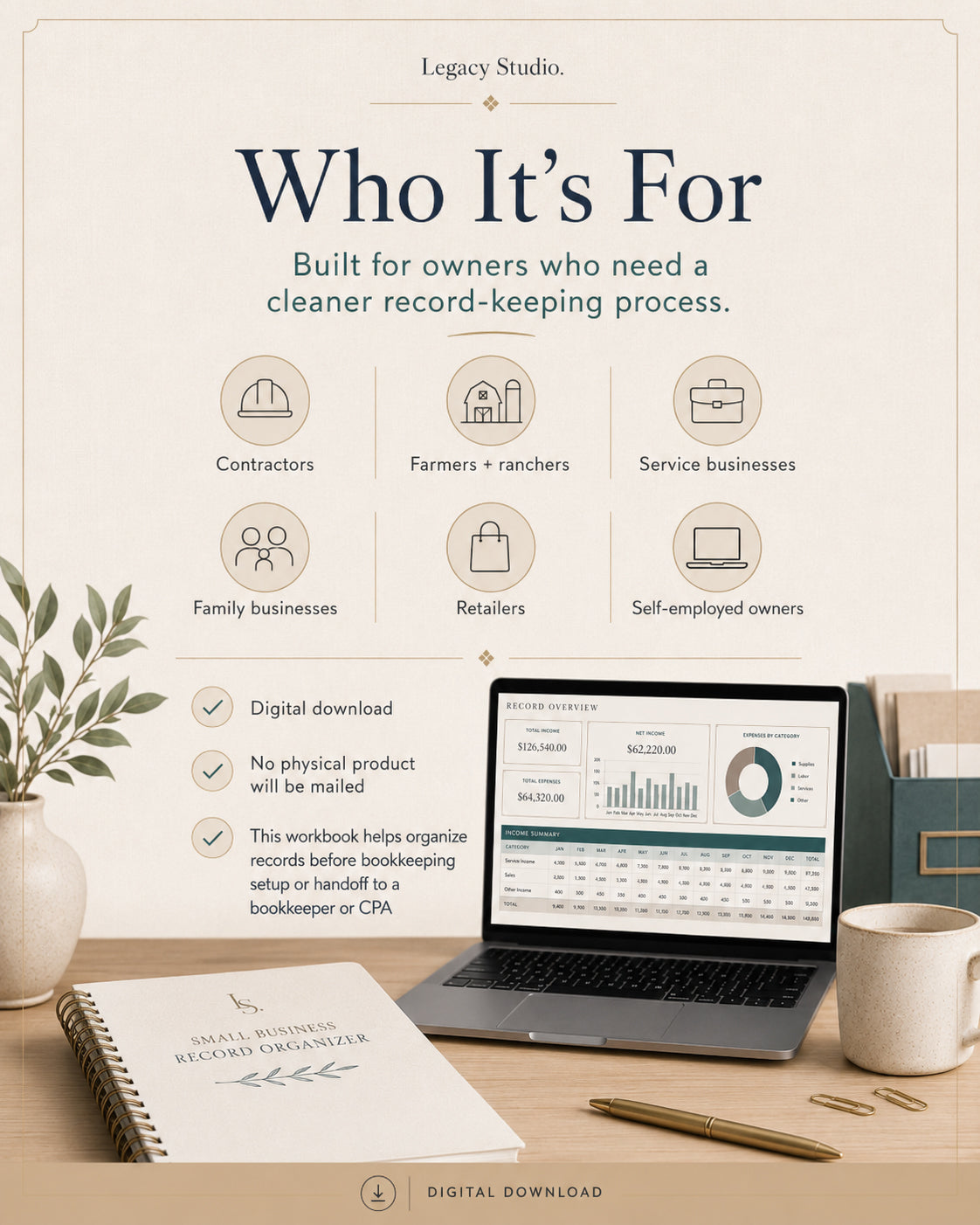 Small Business Bookkeeping Setup & Record Organizer
