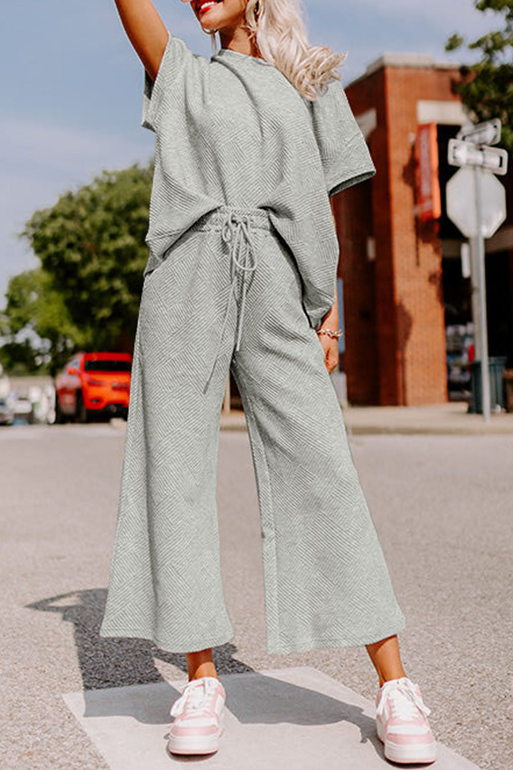 Gray  T-Shirt and Pants Set