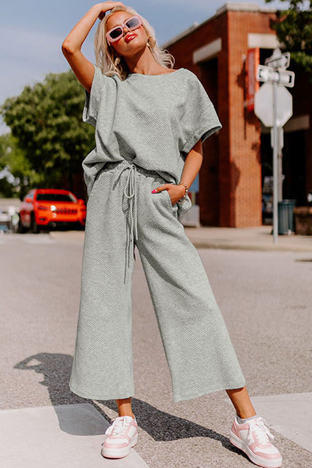 Gray  T-Shirt and Pants Set