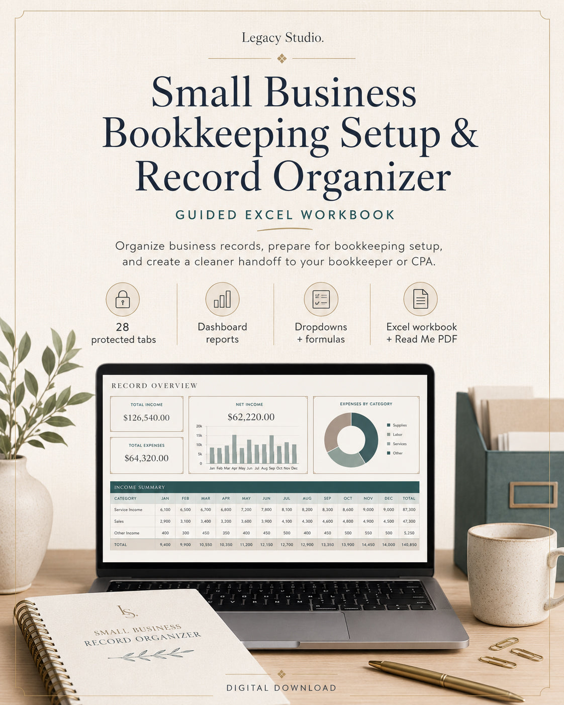 Small Business Bookkeeping Setup & Record Organizer