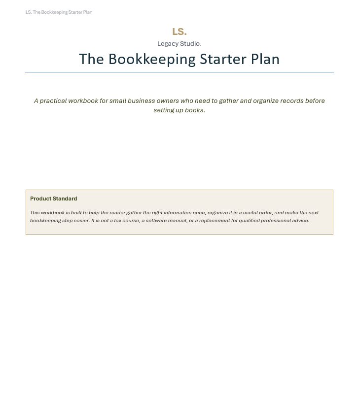 The Bookkeeping Starter Plan