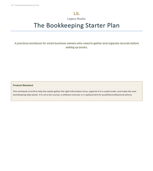 The Bookkeeping Starter Plan