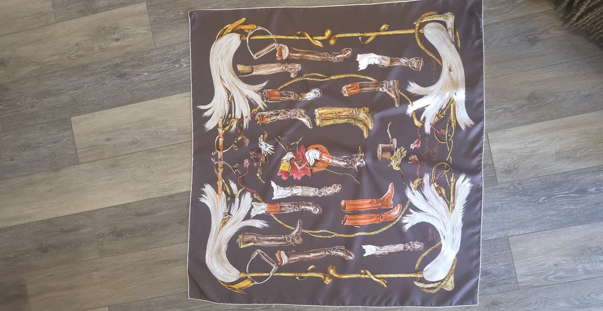 Hermes A Propos de Bottes silk scarf, full view